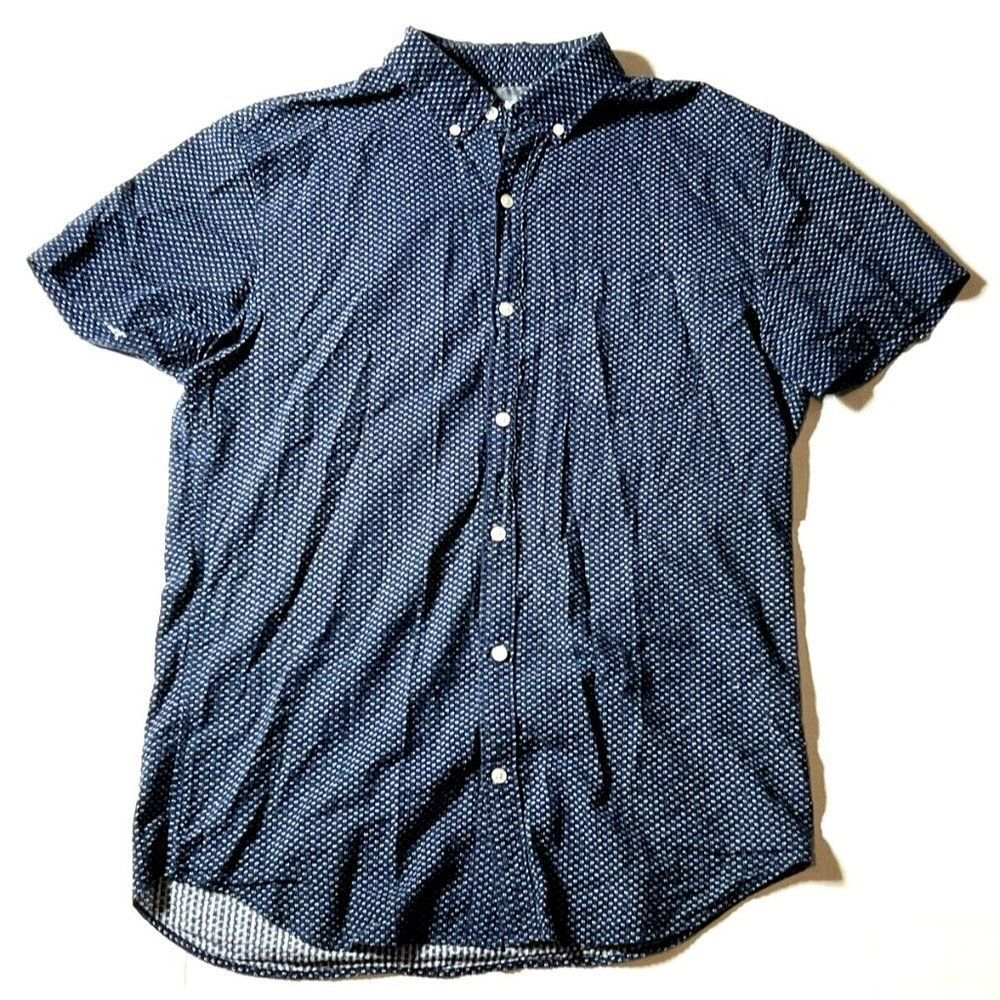 Bonobos Blue Short Sleeve Button Down Standard Fit Men's Size Medium Long